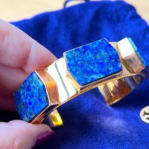 TORY BURCH BLUE LAPIS WIDE CUFF BANGLE BRACELET BRAND NEW, WITH BAG,NO TAGS